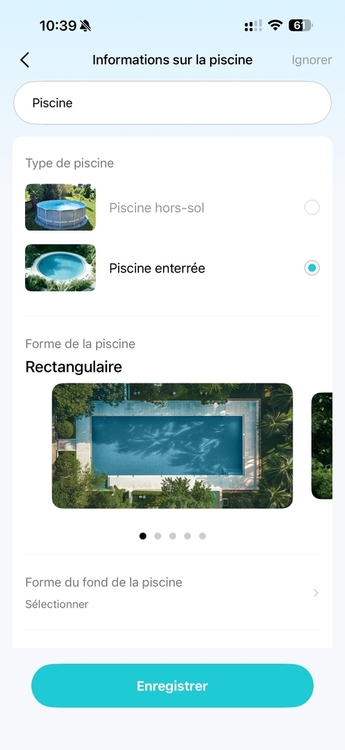 Aiper Scuba V3 application forme piscine
