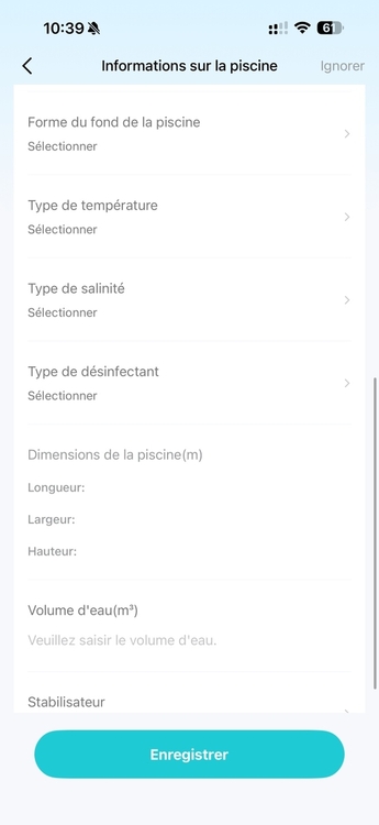 Aiper Scuba V3 application configuration piscine