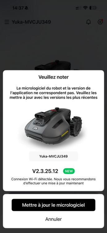 Mammotion Yuka Mini 2 Mise à jour